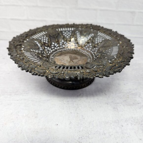 Antique 19th Century Old Sheffield Silver Plate Tazza / Compote Ornate Bowl